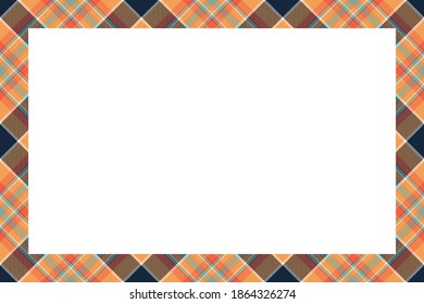 Vintage frame vector. Scottish border pattern retro style. Beauty empty background, template for photo, portrait, album. Tartan plaid ornament.
