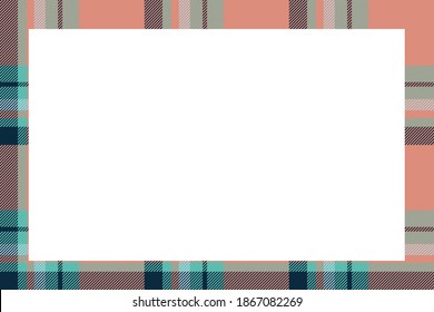 Vintage frame vector. Scottish border pattern retro style. Beauty empty background, template for photo, portrait, album. Tartan plaid ornament.
