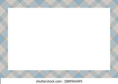 Vintage Frame Vector. Scottish Border Pattern Retro Style. Beauty Empty Background, Template For Photo, Portrait, Album. Tartan Plaid Ornament.