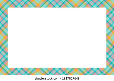 Vintage Frame Vector. Scottish Border Pattern Retro Style. Beauty Empty Background, Template For Photo, Portrait, Album. Tartan Plaid Ornament.