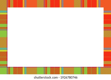 Vintage frame vector. Scottish border pattern retro style. Beauty empty background, template for photo, portrait, album. Tartan plaid ornament.