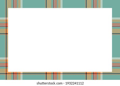 Vintage Frame Vector. Scottish Border Pattern Retro Style. Beauty Empty Background, Template For Photo, Portrait, Album. Tartan Plaid Ornament.