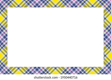 Vintage Frame Vector. Scottish Border Pattern Retro Style. Beauty Empty Background, Template For Photo, Portrait, Album. Tartan Plaid Ornament.