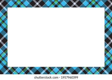 Vintage frame vector. Scottish border pattern retro style. Beauty empty background, template for photo, portrait, album. Tartan plaid ornament.