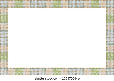 Vintage Frame Vector. Scottish Border Pattern Retro Style. Beauty Empty Background, Template For Photo, Portrait, Album. Tartan Plaid Ornament.