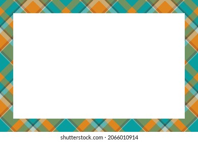 Vector de marco vintage. Estilo retro de patrón fronterizo escocés. Belleza de fondo vacío, plantilla para foto, retrato, álbum. Ornamento de seda de Tartán.