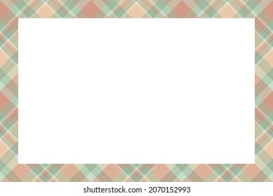 Vintage Frame Vector. Scottish Border Pattern Retro Style. Beauty Empty Background, Template For Photo, Portrait, Album. Tartan Plaid Ornament.