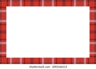 Vintage Frame Vector. Scottish Border Pattern Retro Style. Beauty Empty Background, Template For Photo, Portrait, Album. Tartan Plaid Ornament.