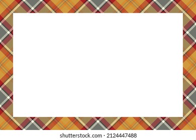 Vintage frame vector. Scottish border pattern retro style. Beauty empty background, template for photo, portrait, album. Tartan plaid ornament.