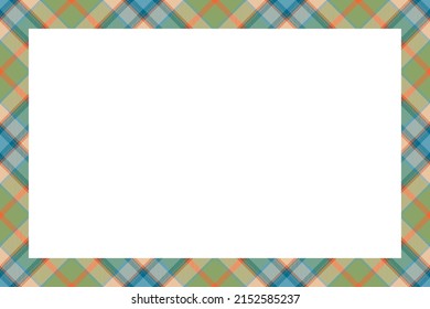 Vintage frame vector. Scottish border pattern retro style. Beauty empty background, template for photo, portrait, album. Tartan plaid ornament.
