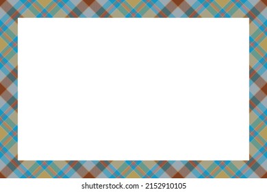 Vintage frame vector. Scottish border pattern retro style. Beauty empty background, template for photo, portrait, album. Tartan plaid ornament.