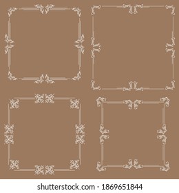 Vintage frame vector set isolated on background.