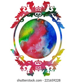 Vintage frame vector watercolor 