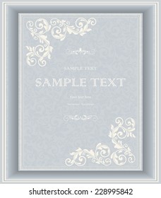 vintage frame with victorian pattern on blue background