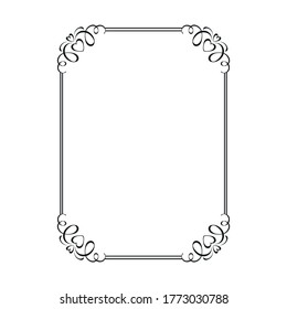 Vintage frame. Wedding calligraphic rectangular frame, flourishes ornate border, decorative typography page template card invitation, certificate decoration, menu design. Vector illustration.