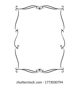 Vintage frame. Wedding calligraphic rectangular frame, flourishes ornate border, decorative typography page template card invitation, certificate decoration, menu design. Vector illustration.
