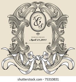 Vintage frame for wedding deco and invitation card