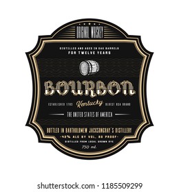 Vintage frame whiskey label design, vector beverage bourbon logo label. Classic retro labels design