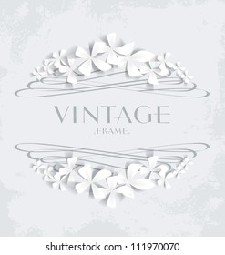 Vintage frame with white flowers for greeting cards