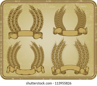 Vintage frame with wreaths of wheat. Vector.
