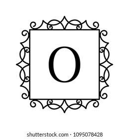 Vintage frame for your text. Vector monogram illustration. Line style design. Decorative ornament with curves. Logo template.