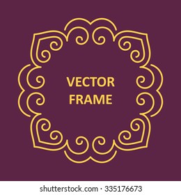 Vintage frame for your text. Vector monogram illustration. Line style design. Decorative ornament.