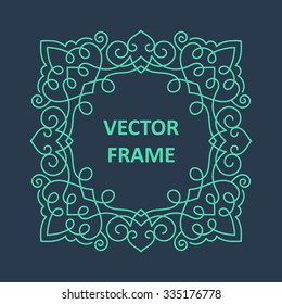 Vintage frame for your text. Vector monogram illustration. Line style design. Decorative ornament.