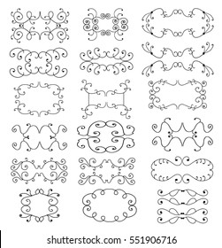 Vintage frame.Hand drawn set of design element