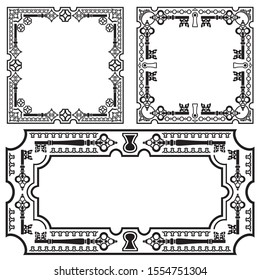 Vintage frames with antique keys decorative design.