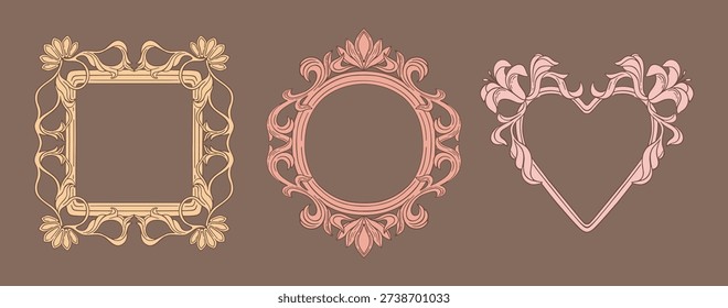 Vintage frames. Art Nouveau decor. Vector.