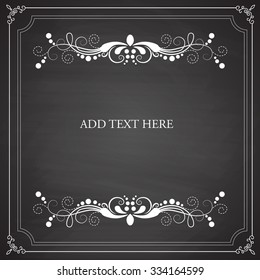 Vintage frames, blank black chalkboard design. Vector Illustration eps10