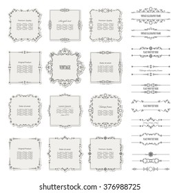 Vintage frames, borders, and dividers big set. Calligraphic design elements.