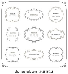 Vintage frames and borders set. Calligraphic design elements.