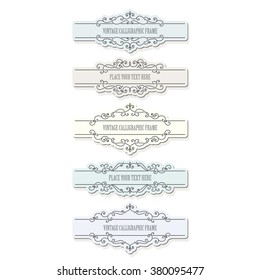 Vintage frames and borders set. Calligraphic design elements. Pastel colors.