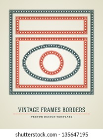 Vintage frames borders set vector illustration.