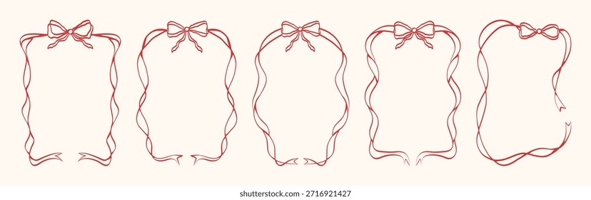 Marcos de Antiguas con líneas de coqueta y arcos. Coquette dibujado a mano Vector de vacaciones bordes para cartel, tarjeta, invitación.