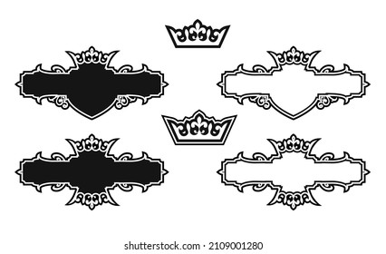 Vintage frames with crowns. Set of vector elements