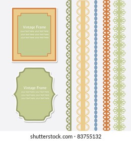 vintage frames and cute lace. vector illustration