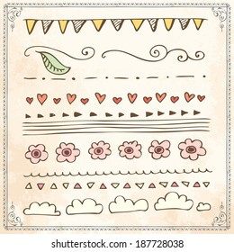vintage frames and design elements straight classical vegetation nails fingers edge single sprout drawn mark ornate aged science swirling flag divider vignette marked twirl vortex painting graphic han