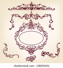 Vintage frames and design elements vector illustration