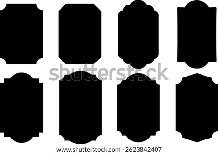 Vintage frames elegant luxury retro label badge silhouette shapes, vector sale or packaging tag or sticker shape clip art set