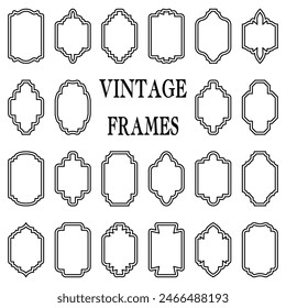 Vintage frames. Vintage frame set. Linear border.
