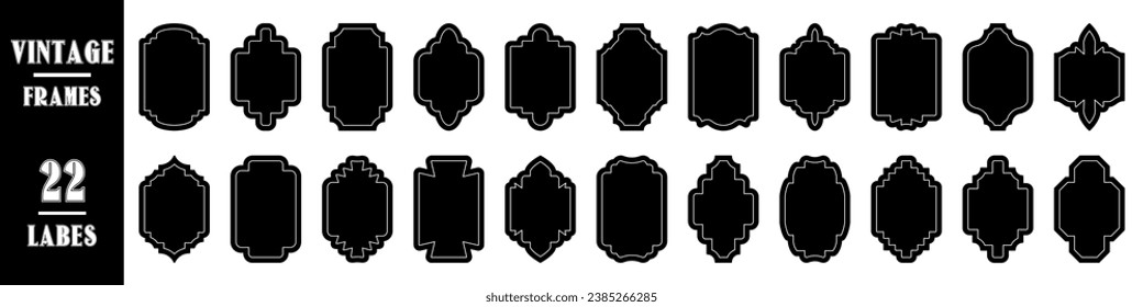 Vintage frames. Vintage frame set. Silhouette sticker.