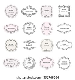 Vintage frames and labels big set. Calligraphic design elements.