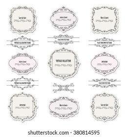 Vintage frames, labels and borders set. Calligraphic design elements.