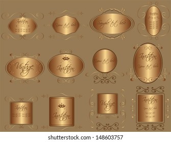 Vintage frames and labels set in gold variant