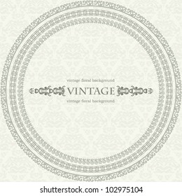 Vintage Frames on damask wallpaper. Seamless background