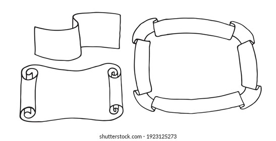 Vintage frames vintage frames and ribbons. Hand drawing in Doodle style. Vector EPS 10