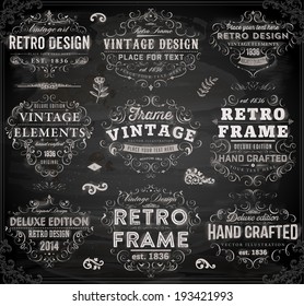 Vintage Frames and Scroll Elements. Chalkboard Style.