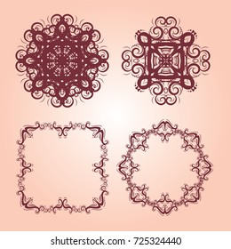 Vintage frames and scroll elements,Floral background design, luxury mandala